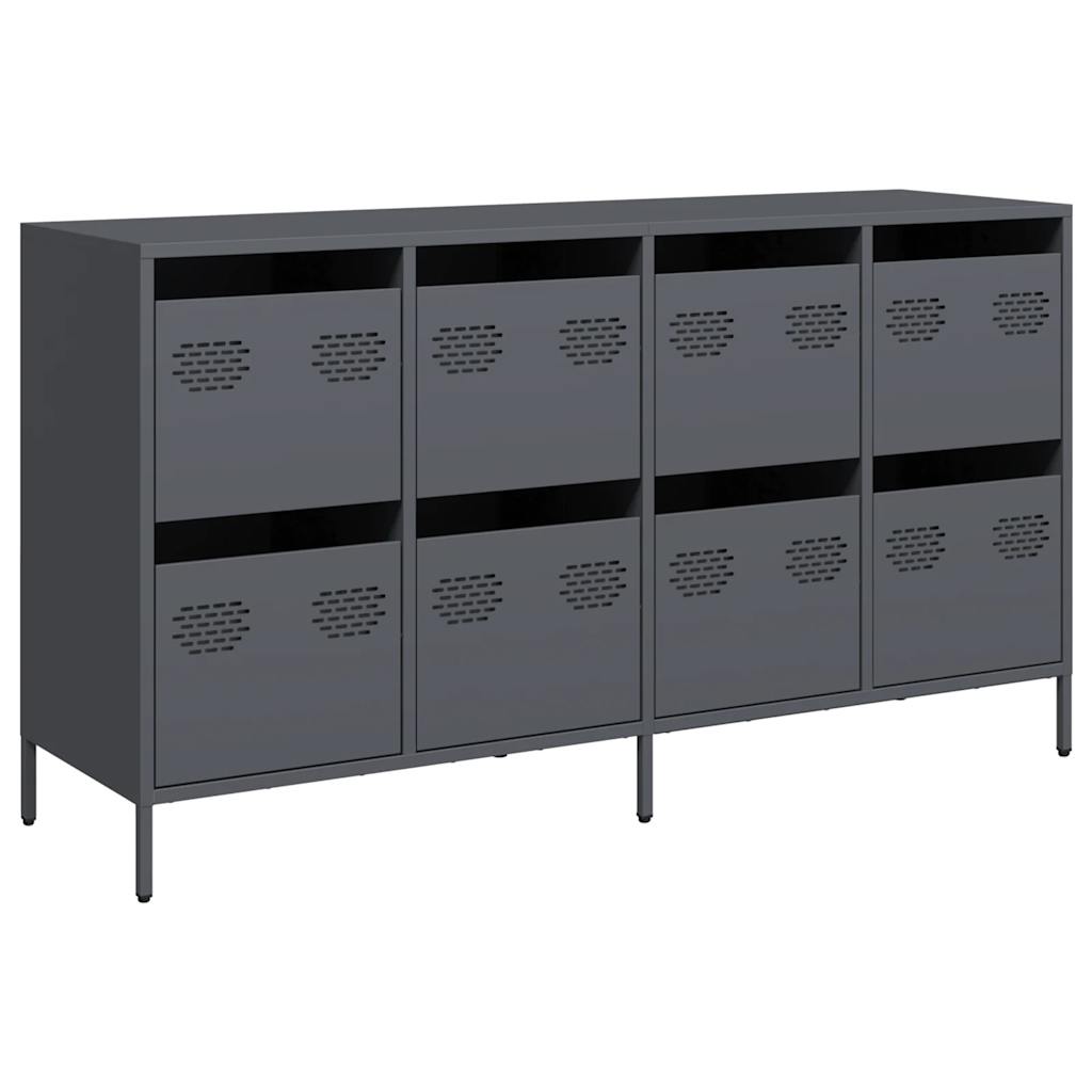 Credenza Antracite 135x39x73,5 cm in Acciaio Laminato a Freddo