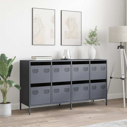Credenza Antracite 135x39x73,5 cm in Acciaio Laminato a Freddo
