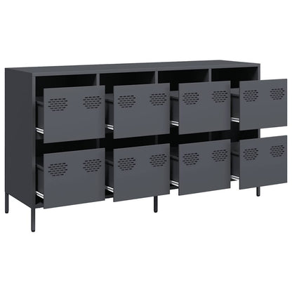 Credenza Antracite 135x39x73,5 cm in Acciaio Laminato a Freddo