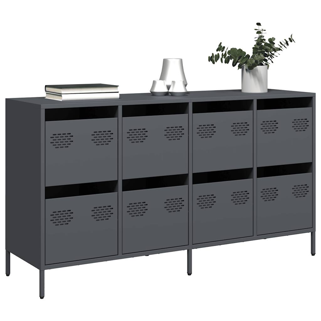 Credenza Antracite 135x39x73,5 cm in Acciaio Laminato a Freddo