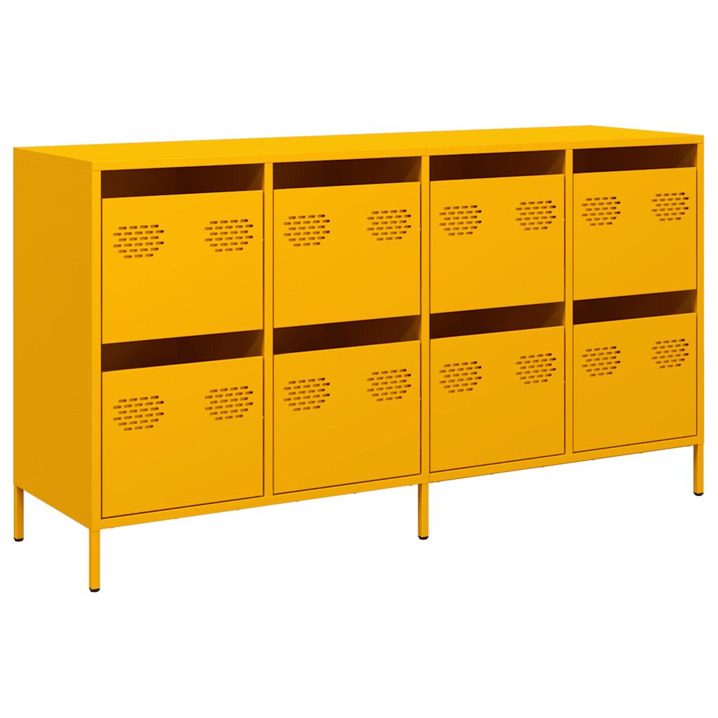 Credenza Giallo Senape 135x39x73,5 cm Acciaio Laminato a Freddo
