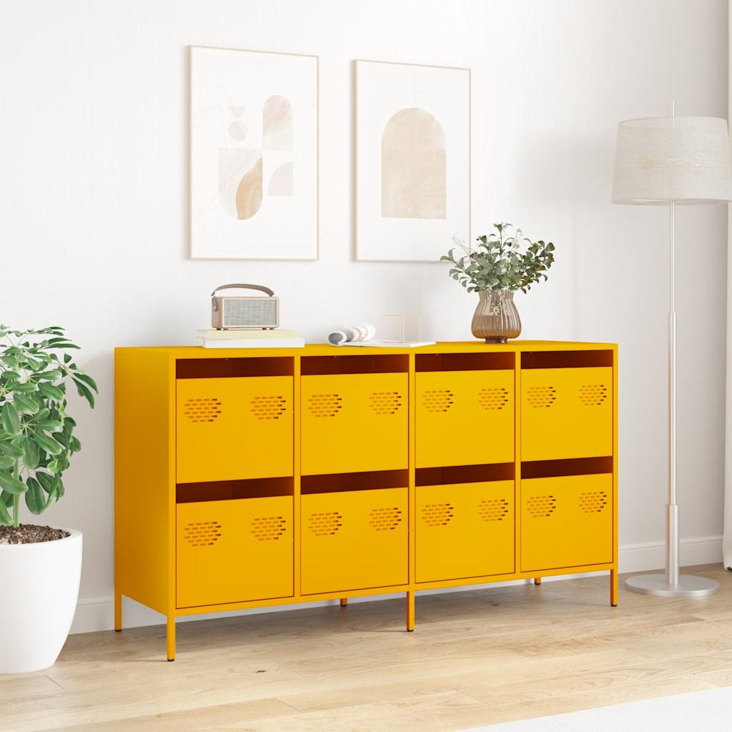 Credenza Giallo Senape 135x39x73,5 cm Acciaio Laminato a Freddo