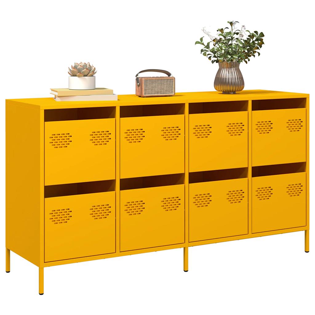 Credenza Giallo Senape 135x39x73,5 cm Acciaio Laminato a Freddo