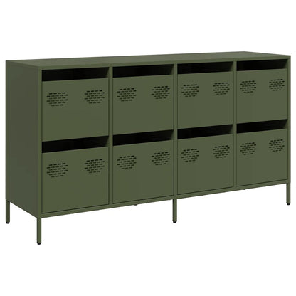 Credenza Verde Oliva 135x39x73,5 cm Acciaio Laminato a Freddo