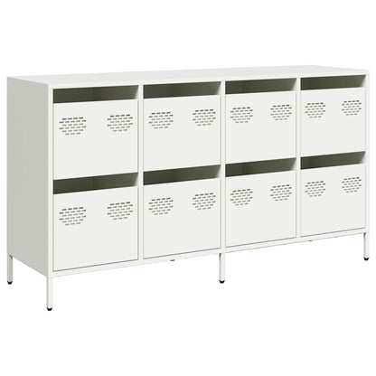Credenza Bianca 135x39x73,5 cm in Acciaio Laminato a Freddo