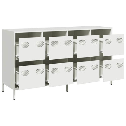Credenza Bianca 135x39x73,5 cm in Acciaio Laminato a Freddo