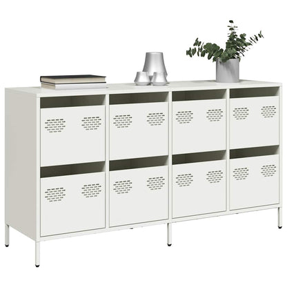 Credenza Bianca 135x39x73,5 cm in Acciaio Laminato a Freddo