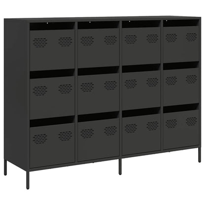 Credenza Nera 135x39x103,5 cm in Acciaio Laminato a Freddo