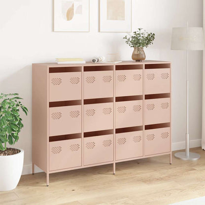 Credenza Rosa 135x39x103,5 cm in Acciaio Laminato a Freddo
