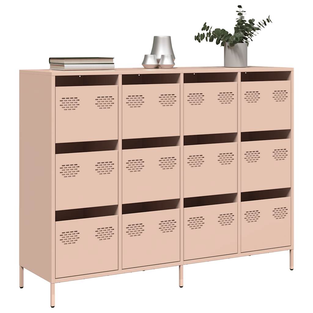 Credenza Rosa 135x39x103,5 cm in Acciaio Laminato a Freddo