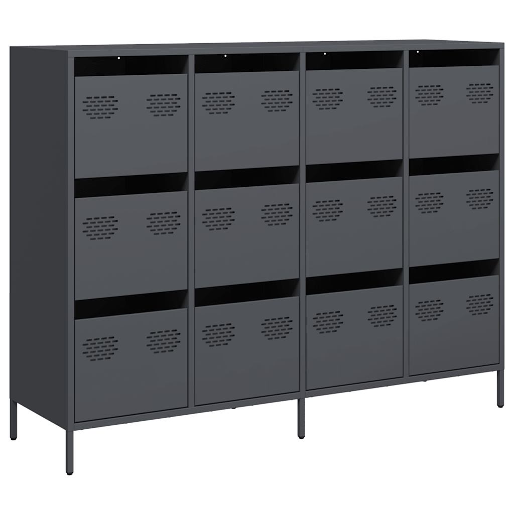 Credenza Antracite 135x39x103,5 cm in Acciaio Laminato a Freddo