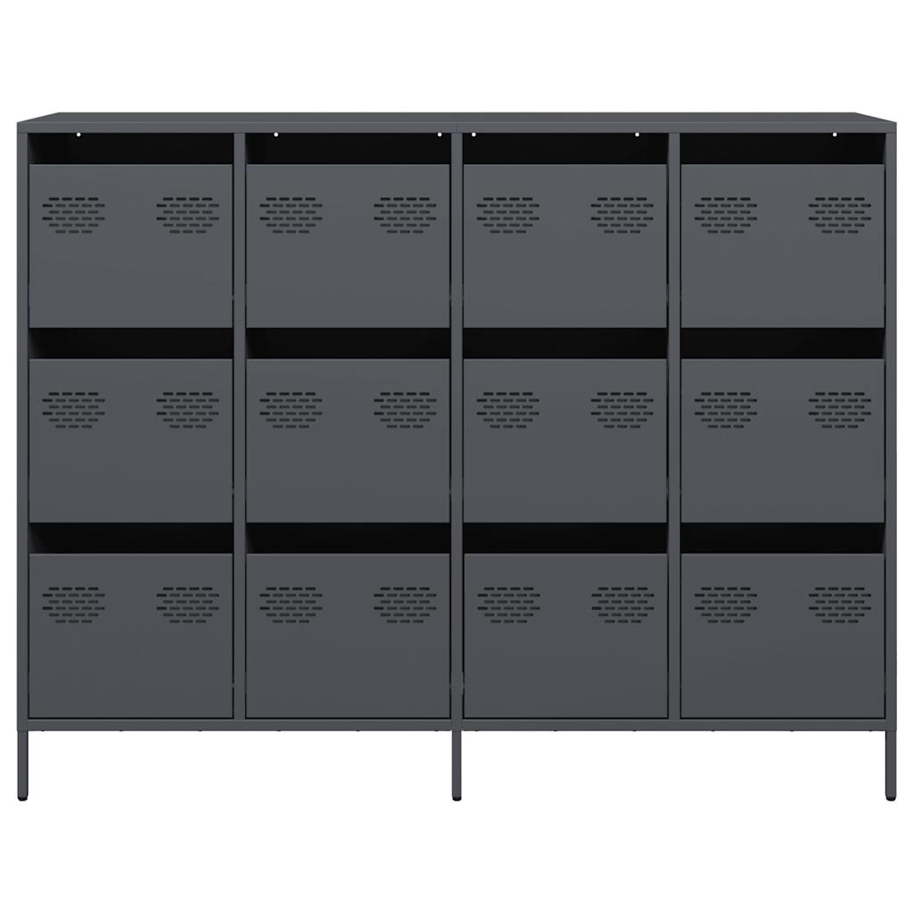 Credenza Antracite 135x39x103,5 cm in Acciaio Laminato a Freddo