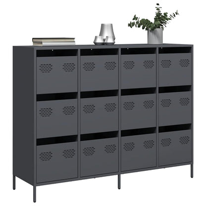Credenza Antracite 135x39x103,5 cm in Acciaio Laminato a Freddo
