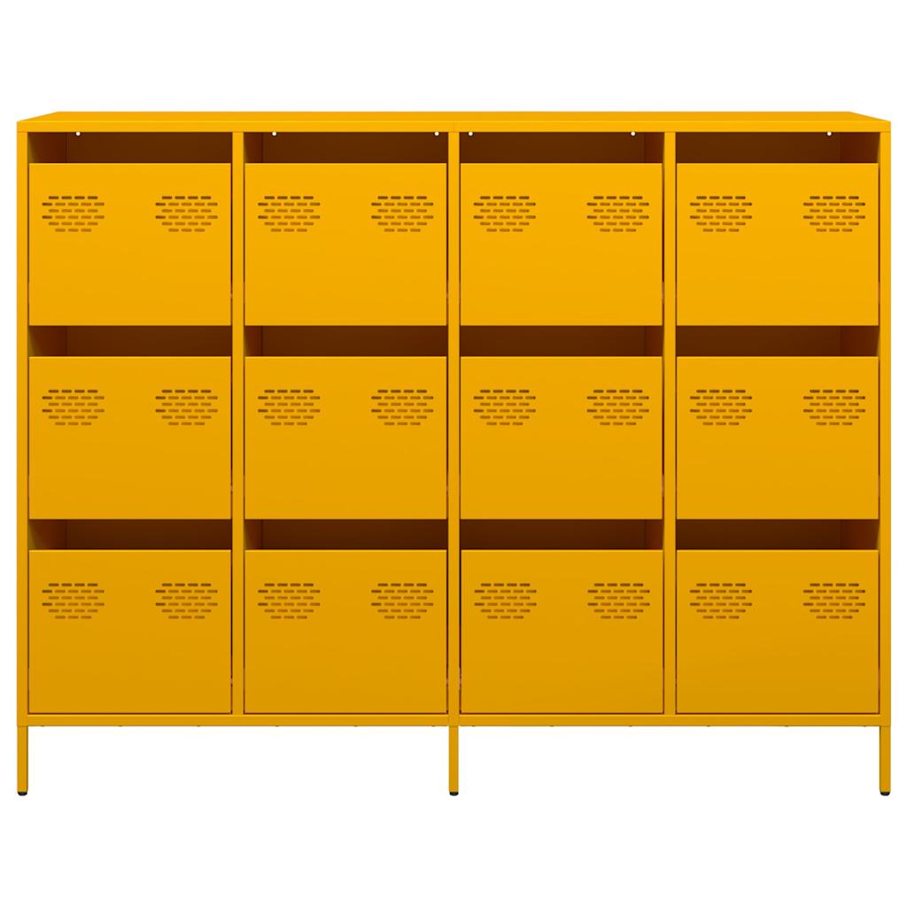 Credenza Giallo Senape 135x39x103,5 cm Acciaio Laminato Freddo