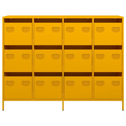 Credenza Giallo Senape 135x39x103,5 cm Acciaio Laminato Freddo