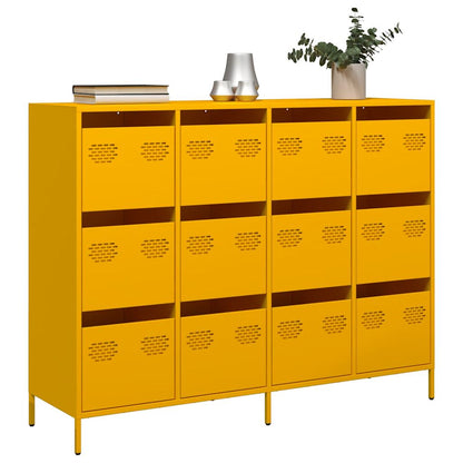 Credenza Giallo Senape 135x39x103,5 cm Acciaio Laminato Freddo