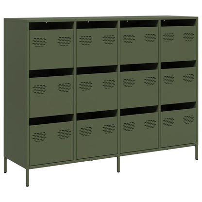 Credenza Verde Oliva 135x39x103,5 cm Acciaio Laminato a Freddo
