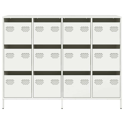 Credenza Bianca 135x39x103,5 cm in Acciaio Laminato a Freddo