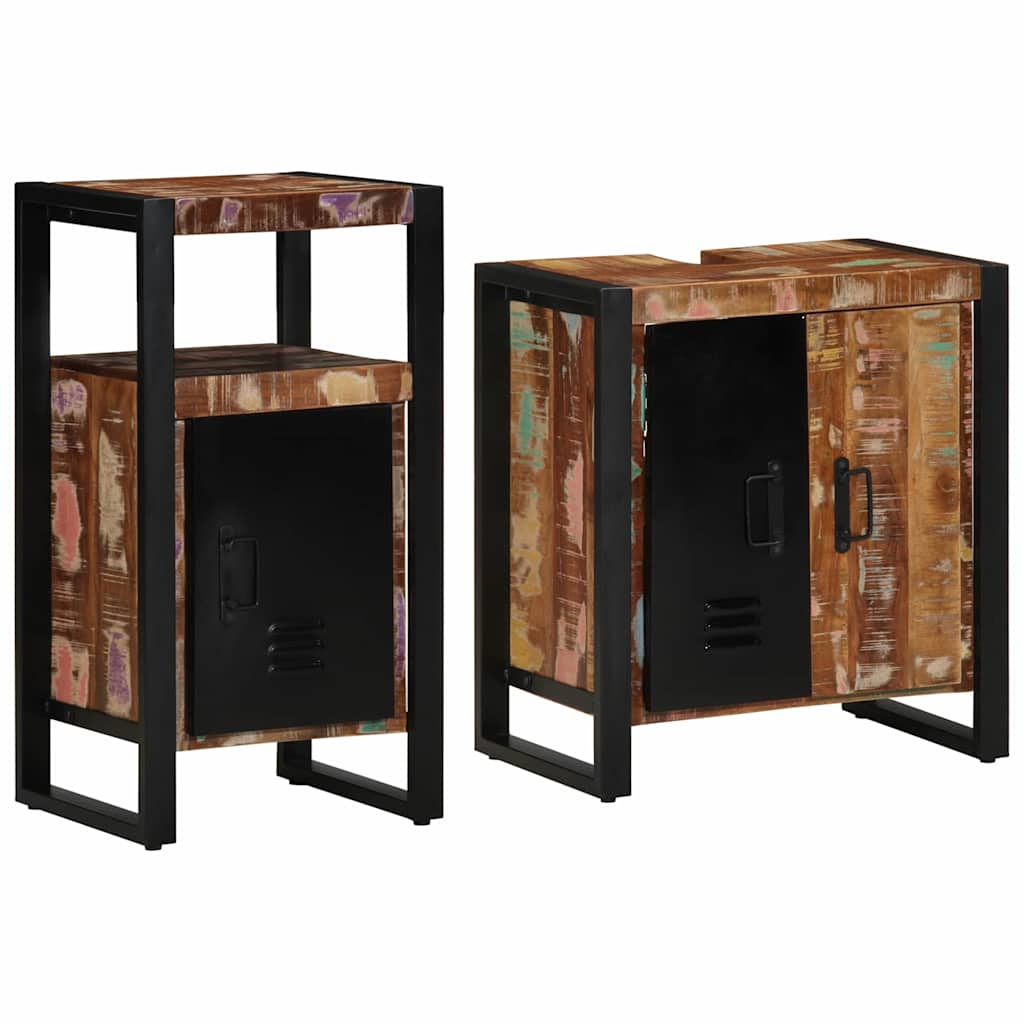 Set di mobili per il bagno 2 pcs Legno Recuperato Massello
