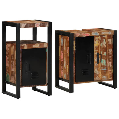 Set di mobili per il bagno 2 pcs Legno Recuperato Massello