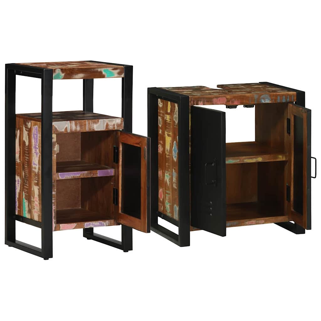 Set di mobili per il bagno 2 pcs Legno Recuperato Massello