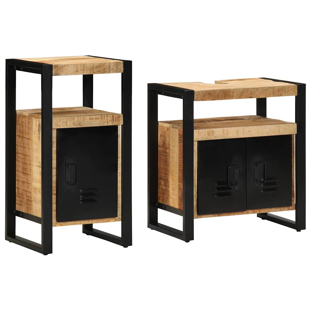 Set di mobili per il bagno 2 pcs Legno di mango grezzo e solido
