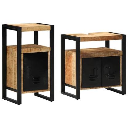 Set di mobili per il bagno 2 pcs Legno di mango grezzo e solido