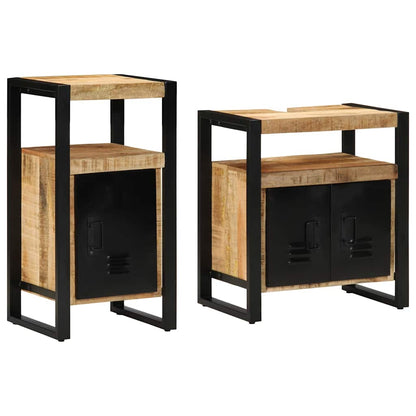 Set di mobili per il bagno 2 pcs Legno di mango grezzo e solido