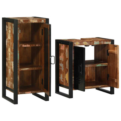 Set di mobili per il bagno 2 pcs Legno Recuperato Massello