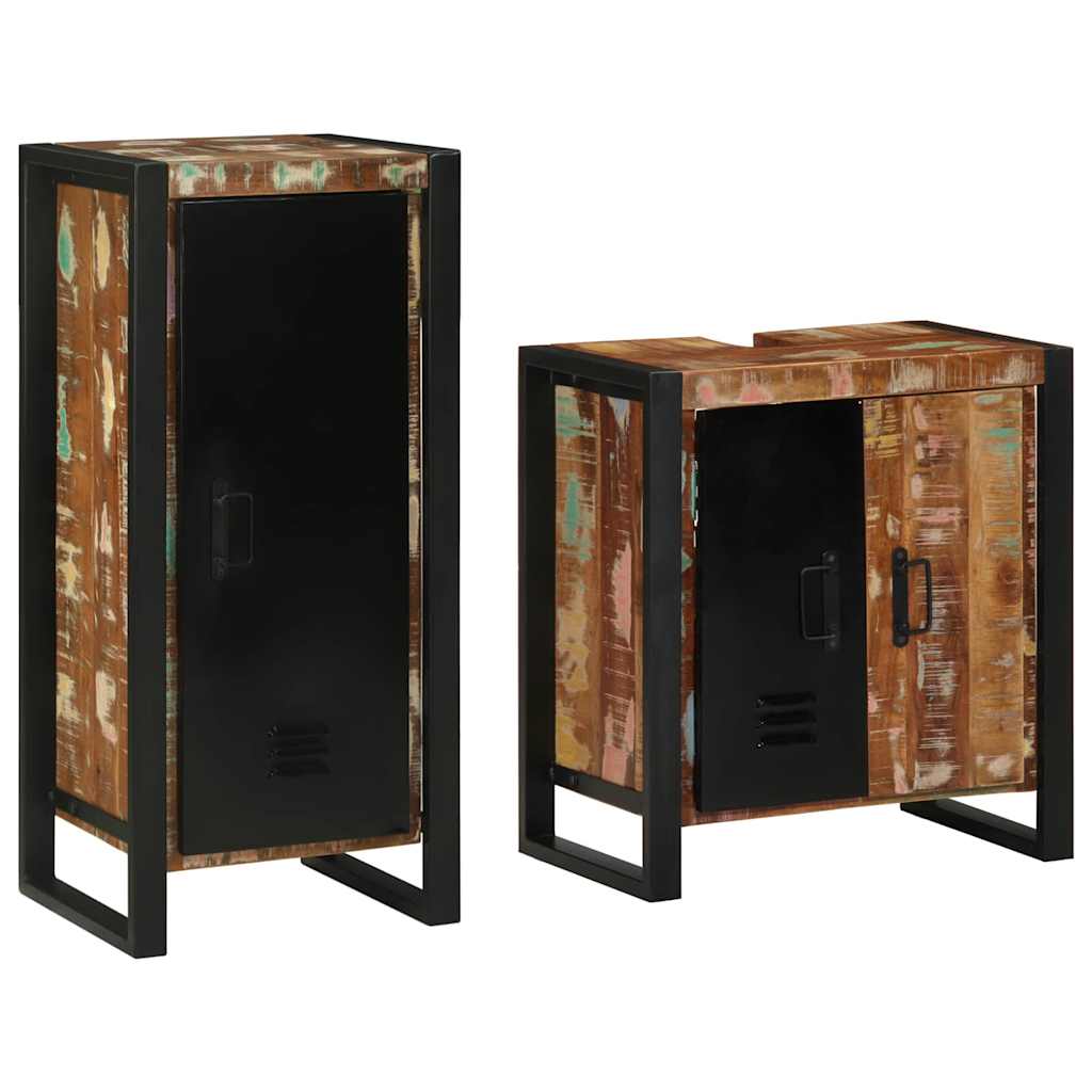 Set di mobili per il bagno 2 pcs Legno Recuperato Massello