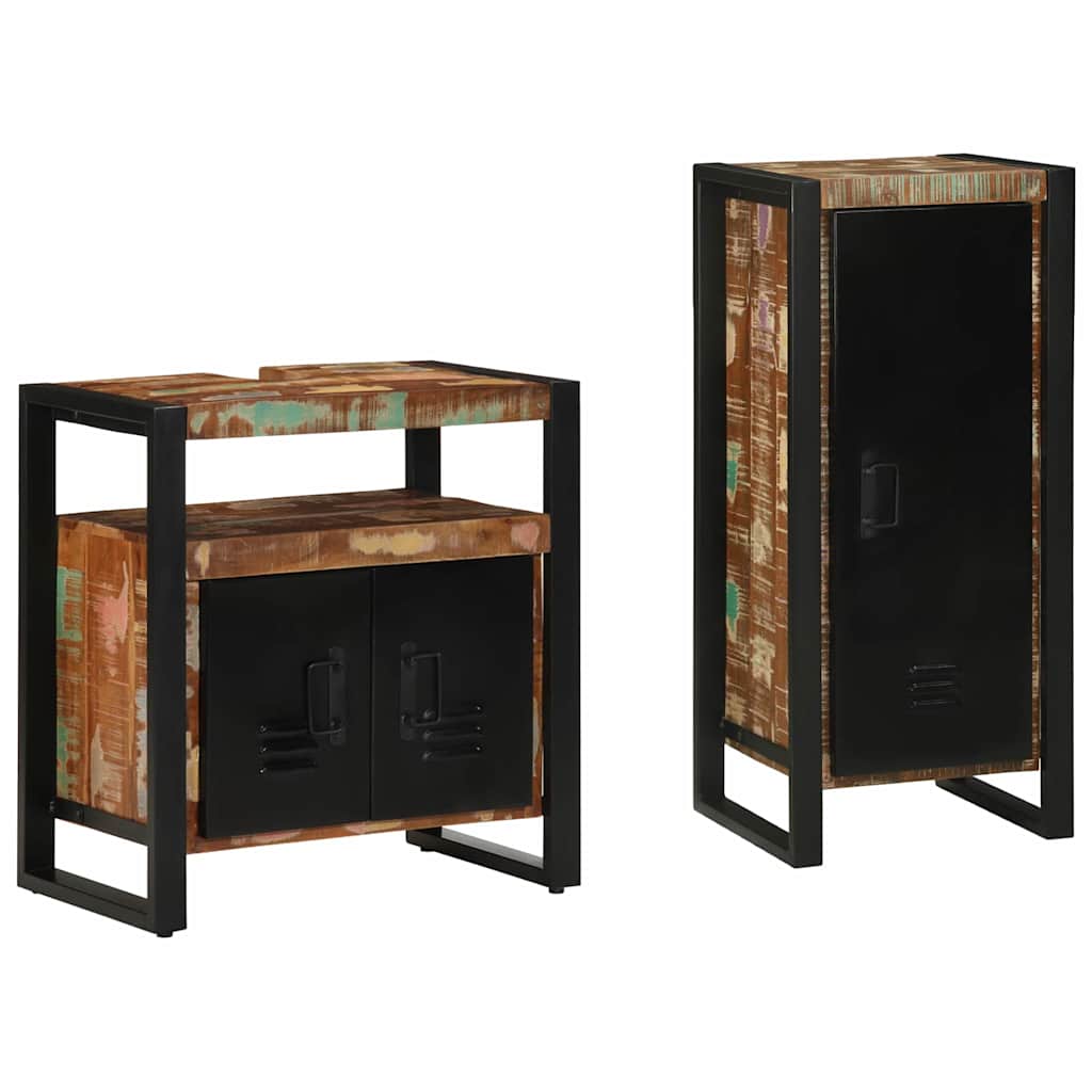 Set di mobili per il bagno 2 pcs Legno Recuperato Massello