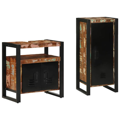 Set di mobili per il bagno 2 pcs Legno Recuperato Massello