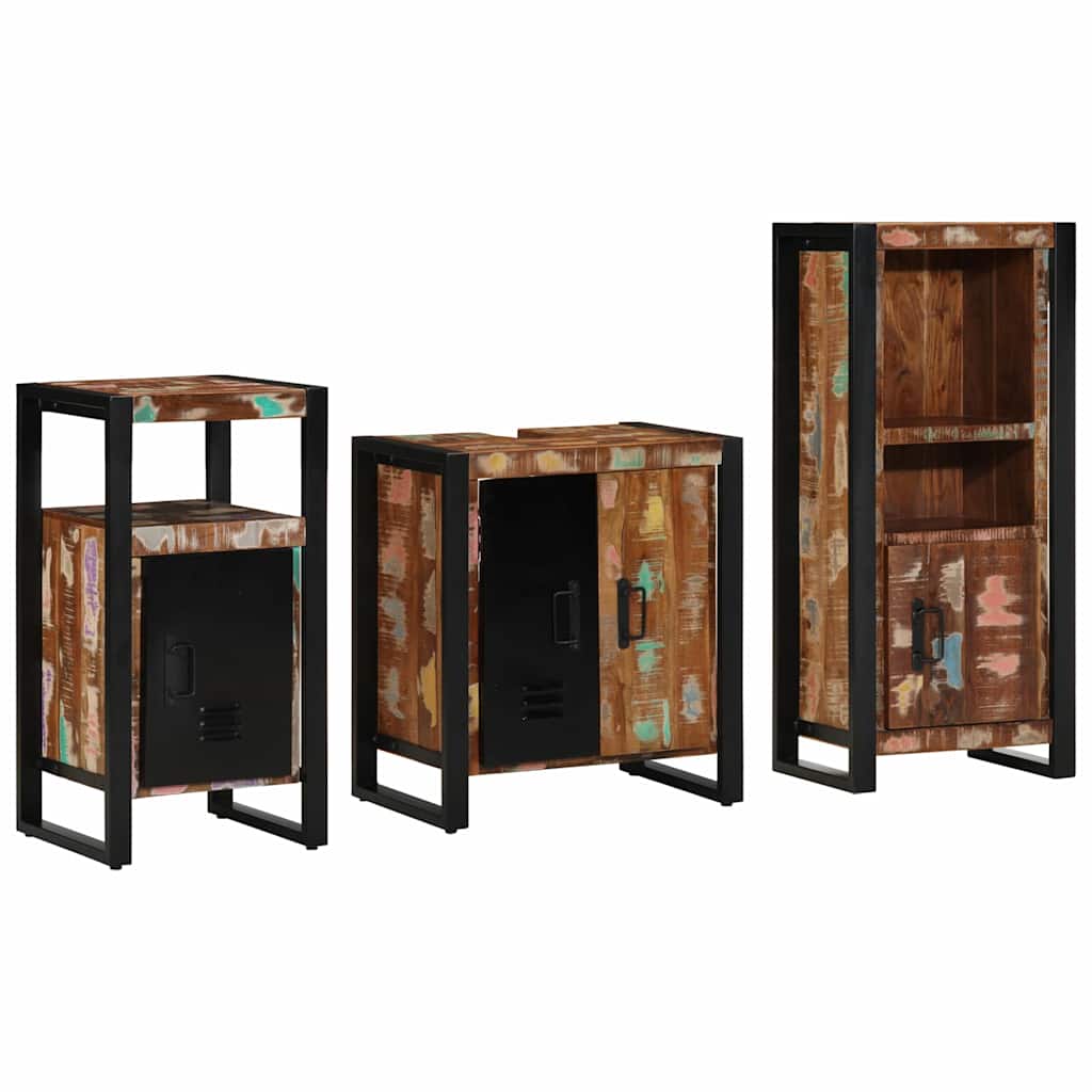 Set di mobili per il bagno 3 pcs Legno Recuperato Massello