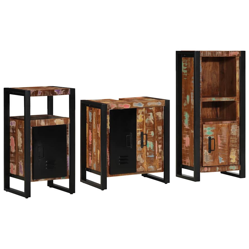Set di mobili per il bagno 3 pcs Legno Recuperato Massello