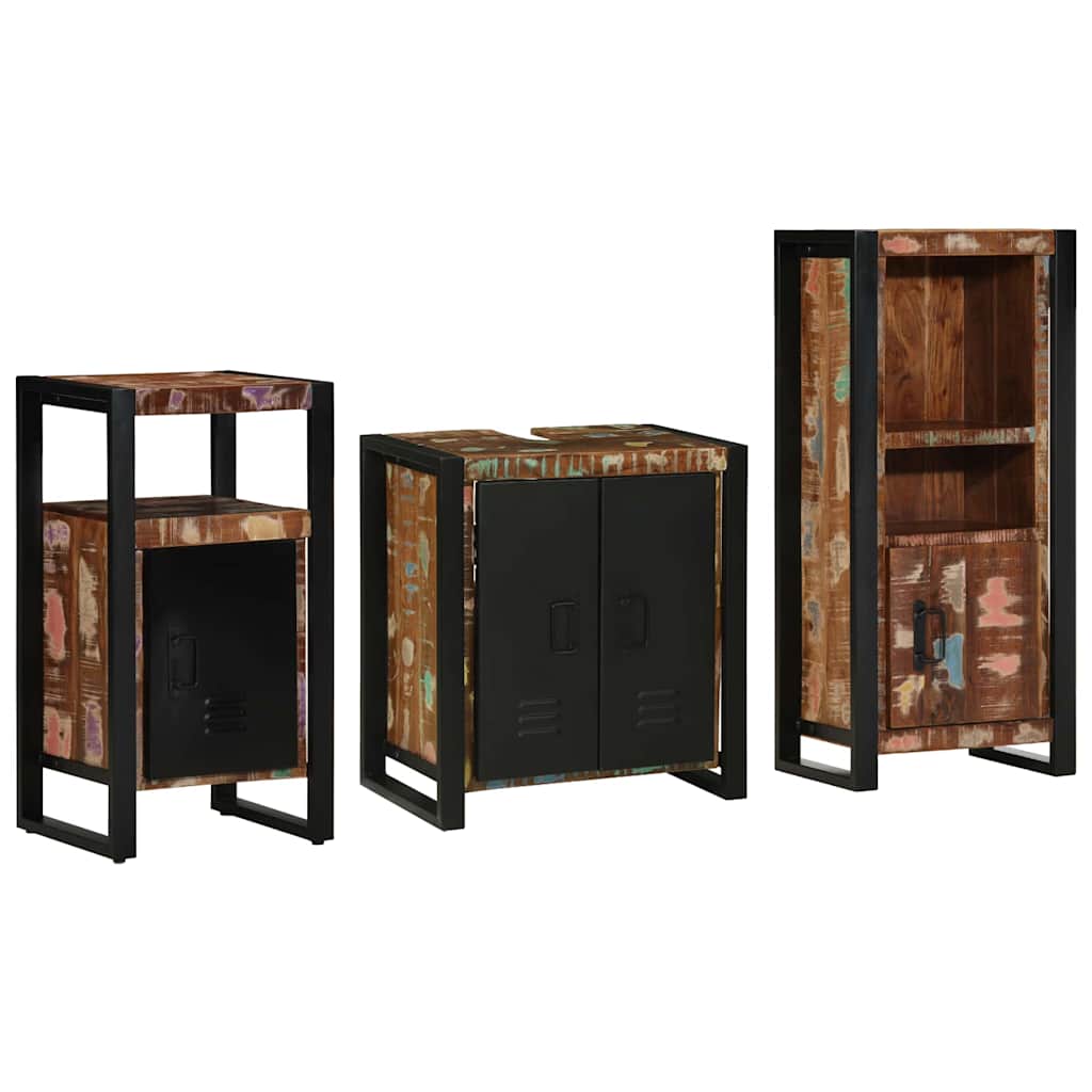 Set di mobili per il bagno 3 pcs Legno Recuperato Massello