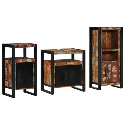 Set di mobili per il bagno 3 pcs Legno Recuperato Massello