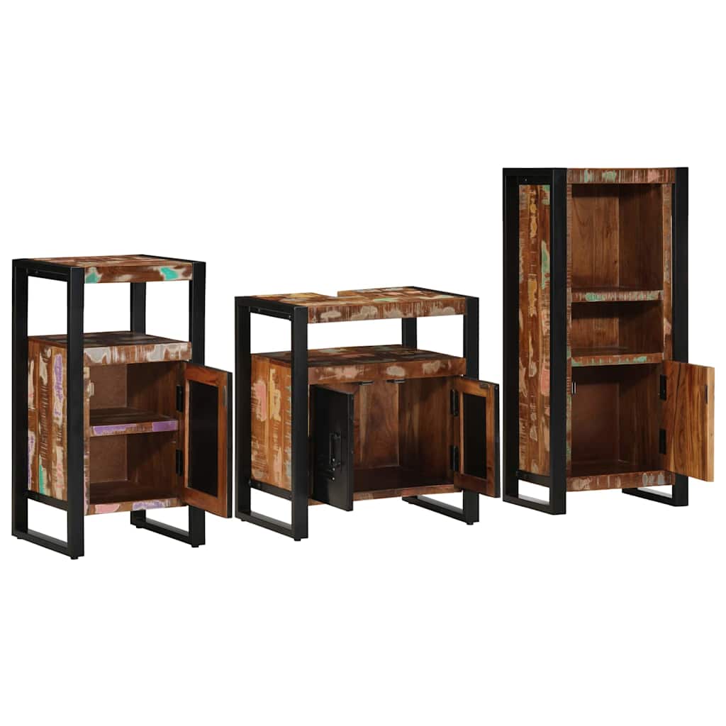 Set di mobili per il bagno 3 pcs Legno Recuperato Massello