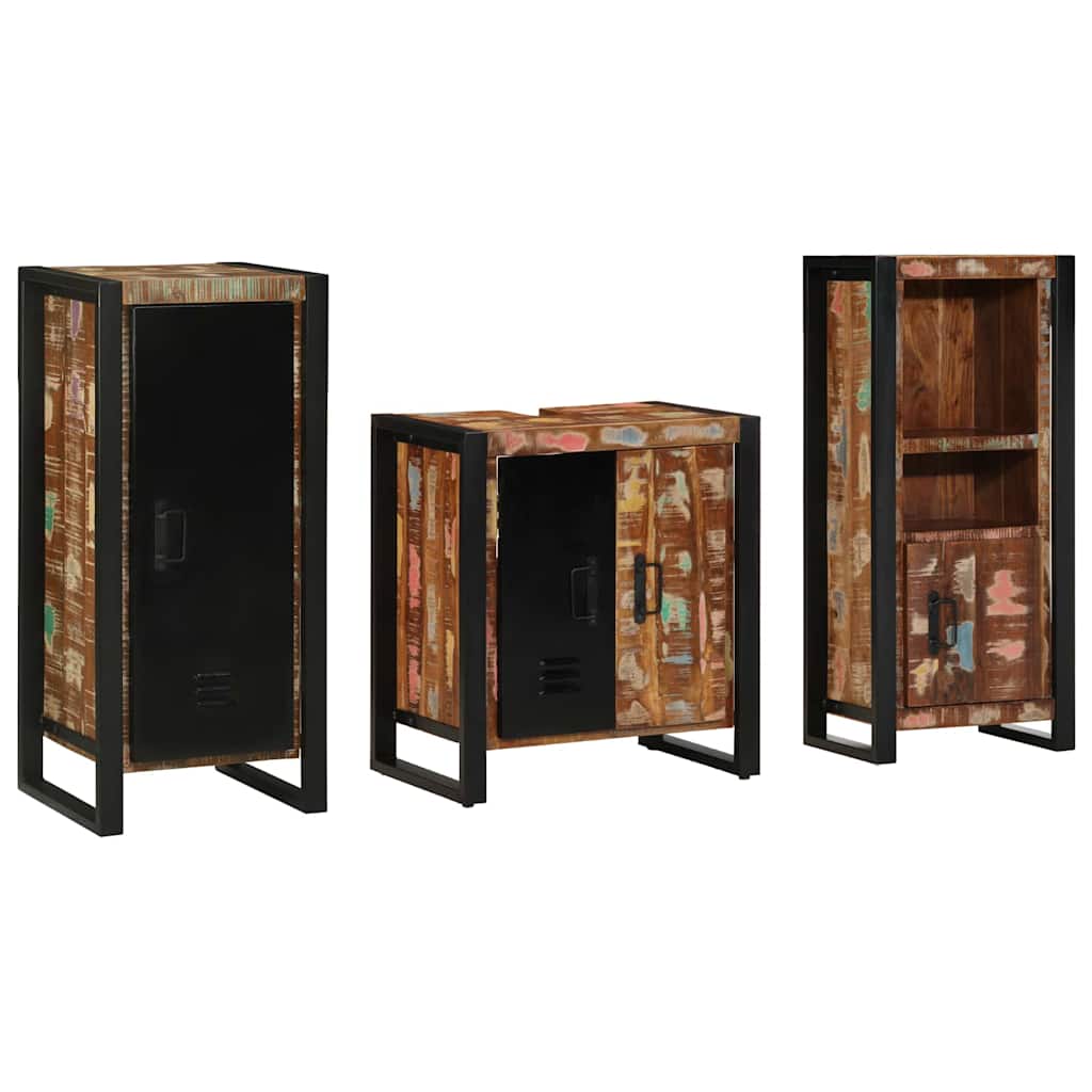 Set di mobili per il bagno 3 pcs Legno Recuperato Massello