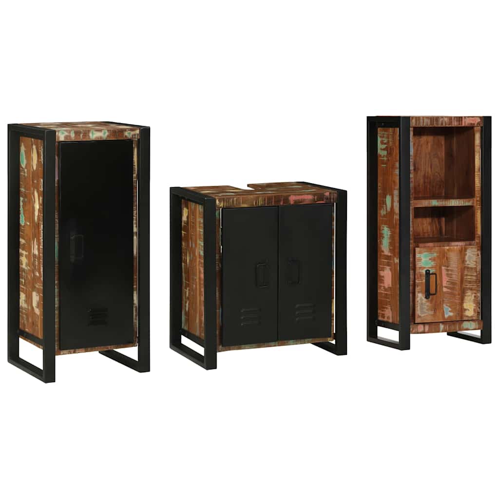 Set di mobili per il bagno 3 pcs Legno Recuperato Massello