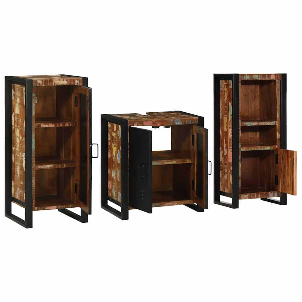 Set di mobili per il bagno 3 pcs Legno Recuperato Massello