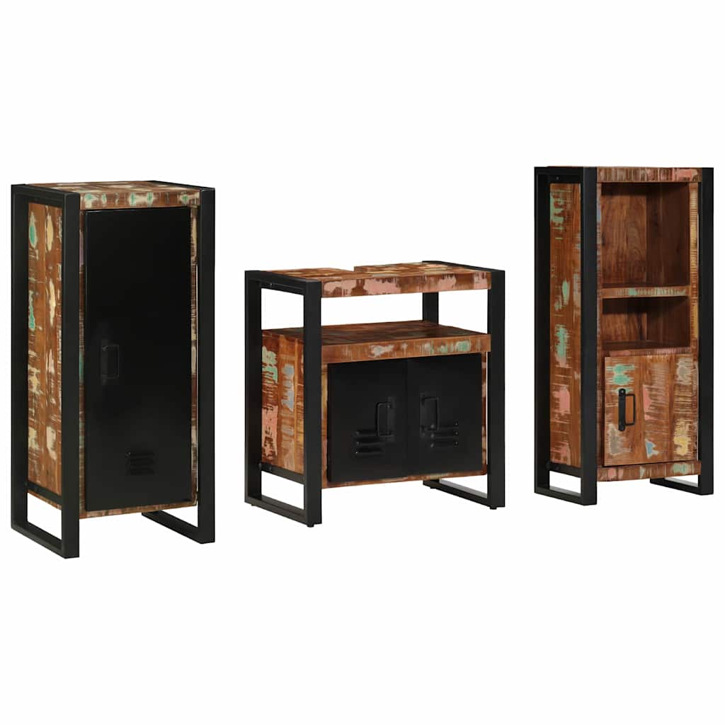 Set di mobili per il bagno 3 pcs Legno Recuperato Massello