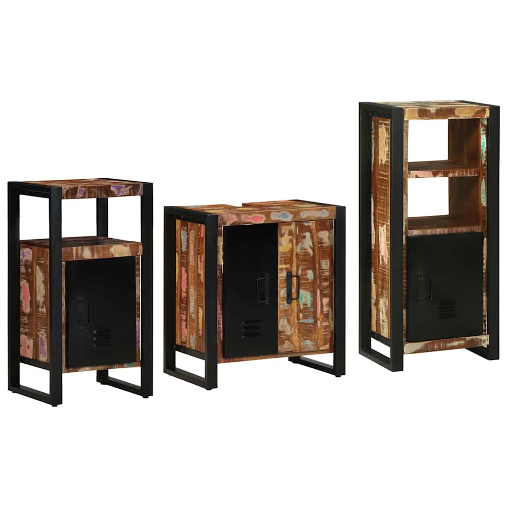 Set di mobili per il bagno 3 pcs Legno Recuperato Massello