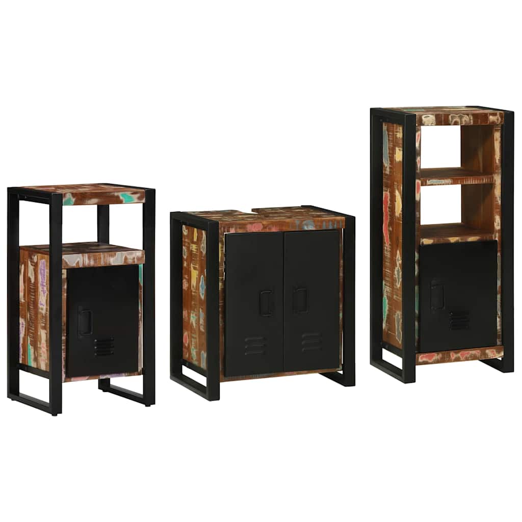 Set di mobili per il bagno 3 pcs Legno Recuperato Massello