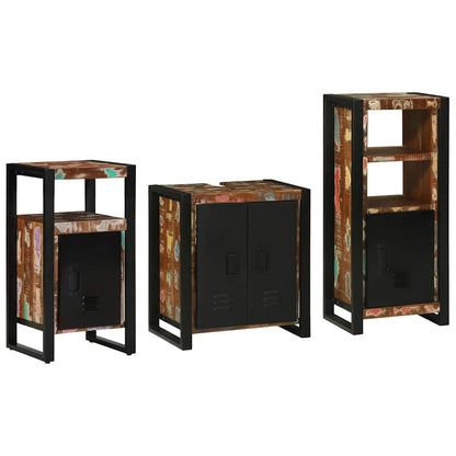 Set di mobili per il bagno 3 pcs Legno Recuperato Massello