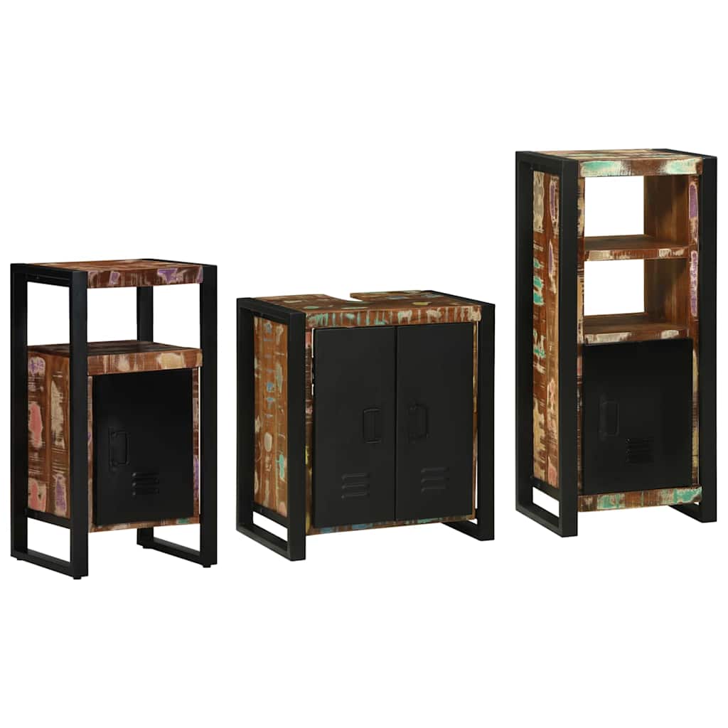 Set di mobili per il bagno 3 pcs Legno Recuperato Massello