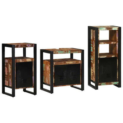 Set di mobili per il bagno 3 pcs Legno Recuperato Massello