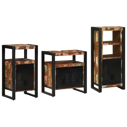 Set di mobili per il bagno 3 pcs Legno Recuperato Massello
