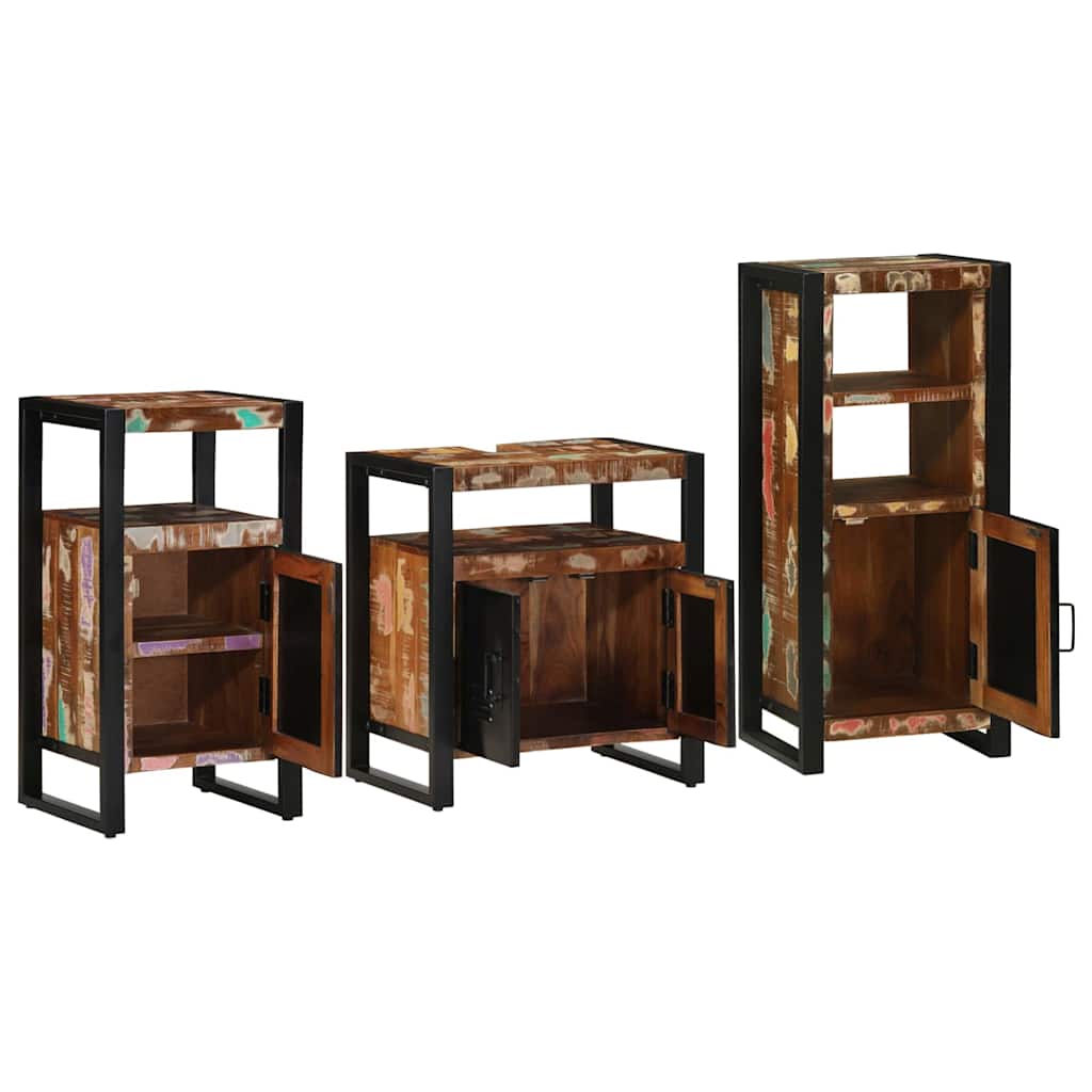 Set di mobili per il bagno 3 pcs Legno Recuperato Massello