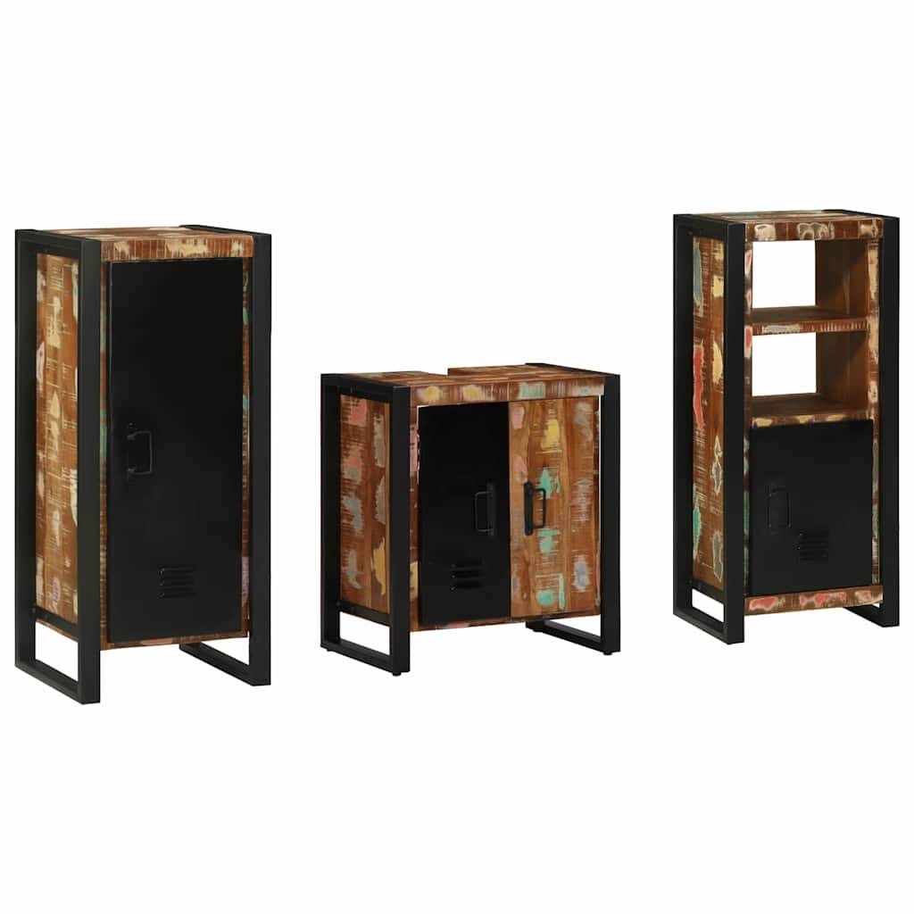 Set di mobili per il bagno 3 pcs Legno Recuperato Massello