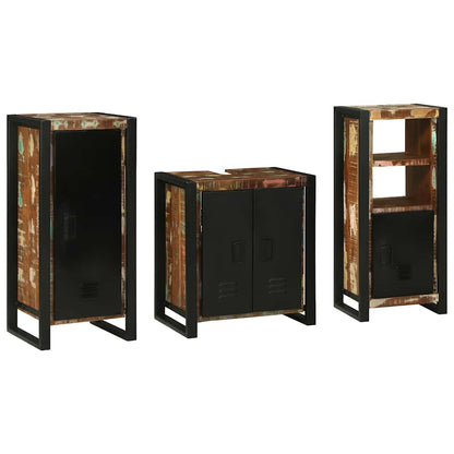Set di mobili per il bagno 3 pcs Legno Recuperato Massello